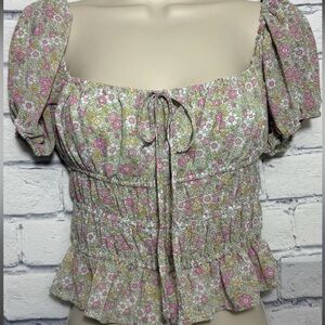 Floral Pink and Green top forever21